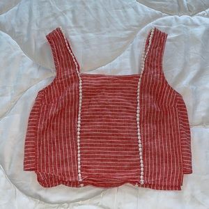 Marine Layer textured cropped striped tank top